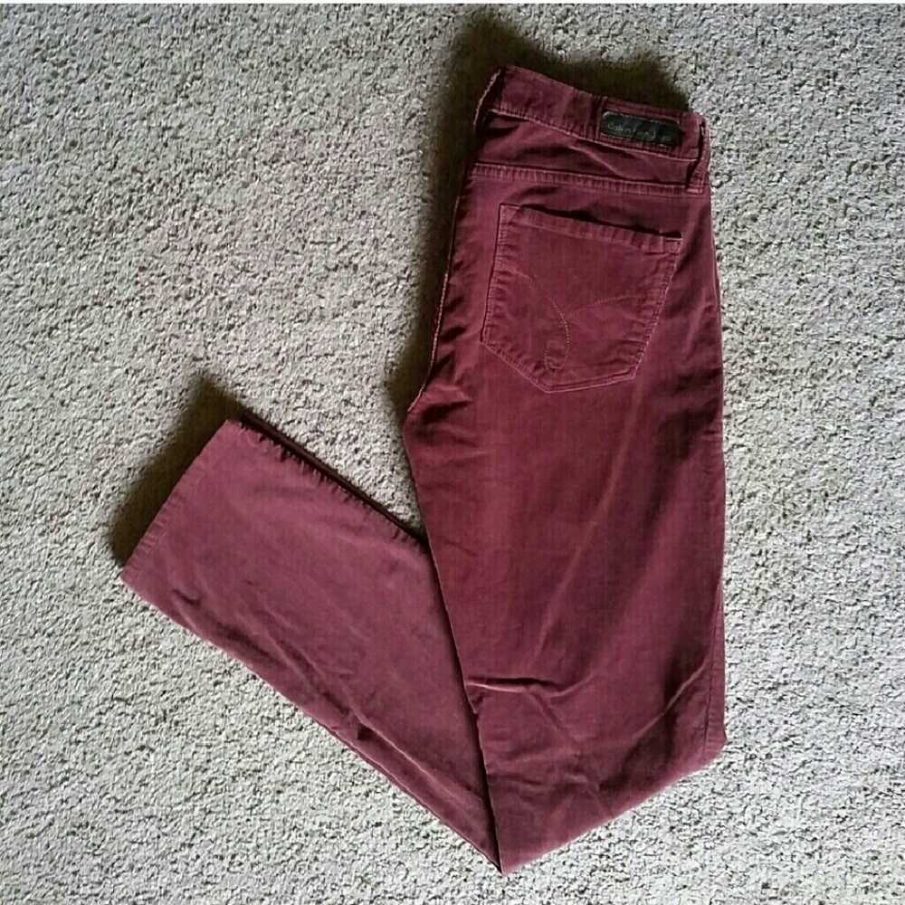 Calvin Klein Straight Leg Maroon Corduroy Jeans